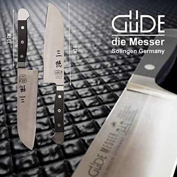 GÜDE Solingen - Forged Santoku, 18 cm, POM svart, ALPHA - dubbelt bolster, handgjord i Tyskland