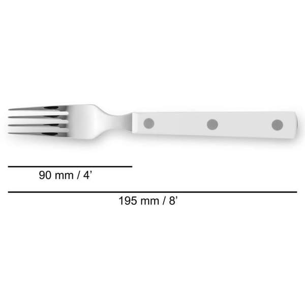Steak Gaffel - ARCOS - Steak Basic - Rostfritt stål - Vit polyoximetylen - 195 mm