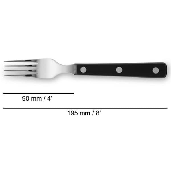 ARCOS Steak Basic - Steak Gaffel (90 / 195 mm) - Rostfritt stål / Svart polyoximetylen