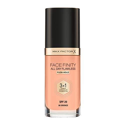 Max Factor Facefinity 3-in-1 All Day Flawless Liquid Foundation, SPF 20 - 80 Bronze (Packaging May Vary)