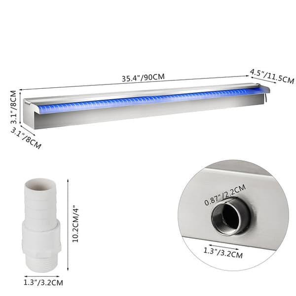 Pool Fontän Vattenfall med Ljus - 304 Rostfritt Stål, LED-Strip Ljus, Fjärrkontroll - Hållbar & Dekorativ