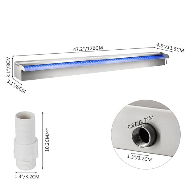 Pool Fontän Vattenfall med Ljus - 304 Rostfritt Stål, LED-Strip Ljus, Fjärrkontroll - Hållbar & Dekorativ