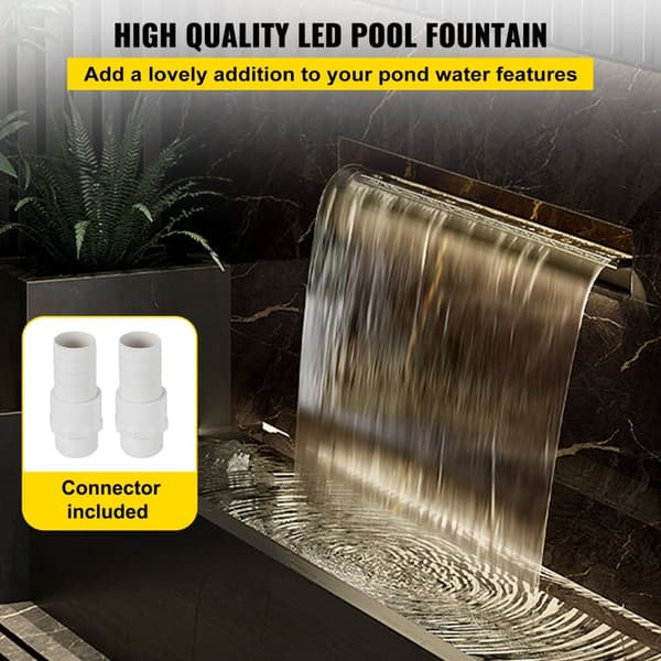 Pool Fontän Vattenfall med Ljus - 304 Rostfritt Stål, LED-Strip Ljus, Fjärrkontroll - Hållbar & Dekorativ