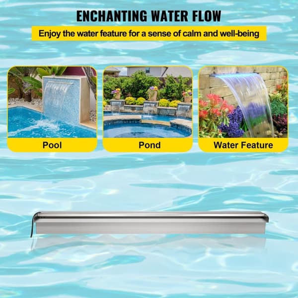 Pool Fontän Vattenfall med Ljus - 304 Rostfritt Stål, LED-Strip Ljus, Fjärrkontroll - Hållbar & Dekorativ