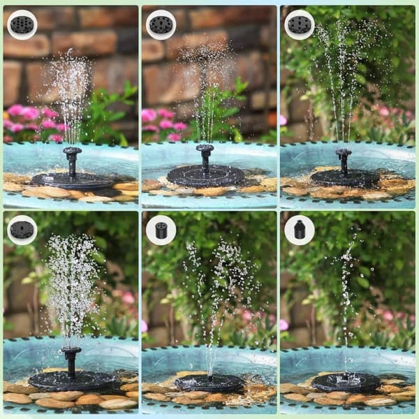 Solar Bird Bath -suihkulähdepumppu, aurinkosuihkulähdepumppu lintukylpyyn 6 suuttimella, aurinkoenergialla toimiva suihkulähdepumppu puutarhaan