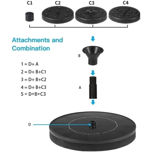 Vattenfontän solcellsdriven 13 cm solcellsfontän vatten fontän utomhus Svart