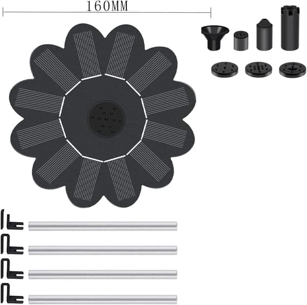 Vattenfontän solcellsdriven 16 cm solcellsfontän vatten fontän utomhus Svart