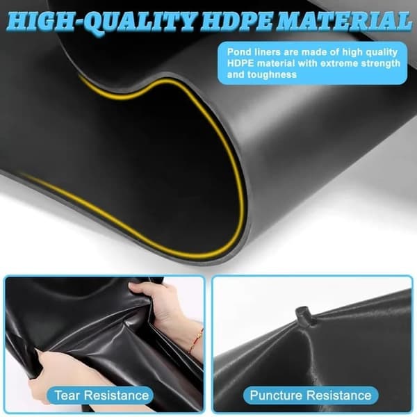 Lollanda Svart HDPE Pond Liner – Tjock och UV-beständig Fiskdamm Membran för Utomhus Fiskdammar och Dammanläggningar