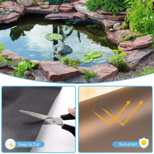 Lollanda Svart HDPE Pond Liner – Tjock och UV-beständig Fiskdamm Membran för Utomhus Fiskdammar och Dammanläggningar