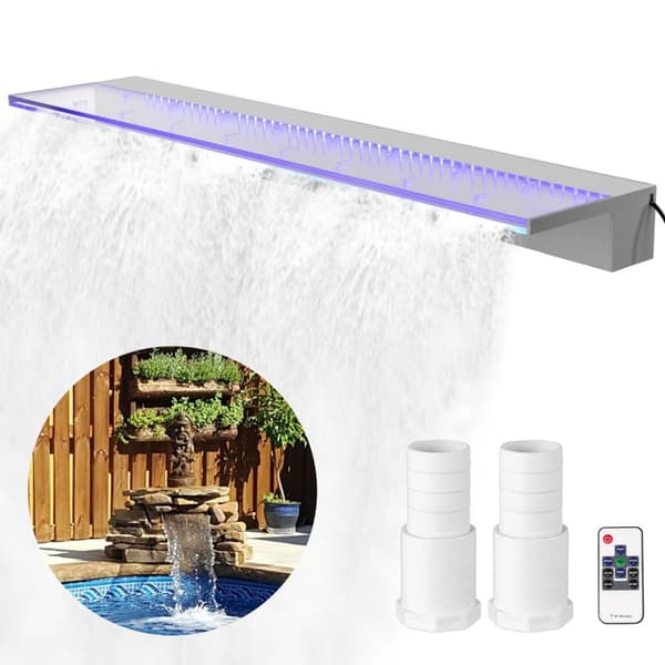 Pool springvand vandfald med LED-lys - Holdbart, 17 farvetilstande og nem installation