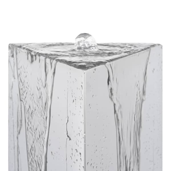 havespringvand med pumpe 76 cm trekantet rustfrit stål