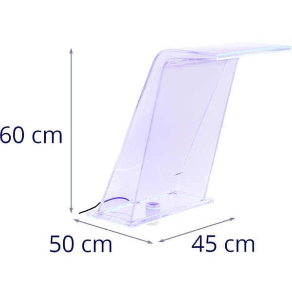 Vattenfallspip med LED-belysning 45 cm, vattenflöde 395 mm