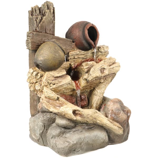 Dekorativ springvand med lys - Stenstil 36x24x50 cm