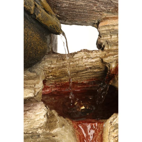 Dekorativ springvand med lys - Stenstil 36x24x50 cm