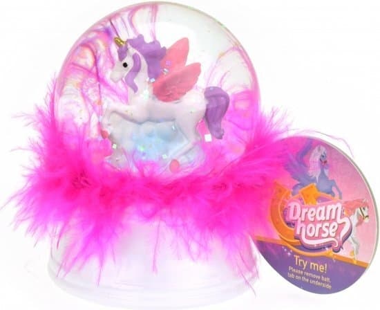 Dream Horse Snow Globe Unicorn med lys og fjer