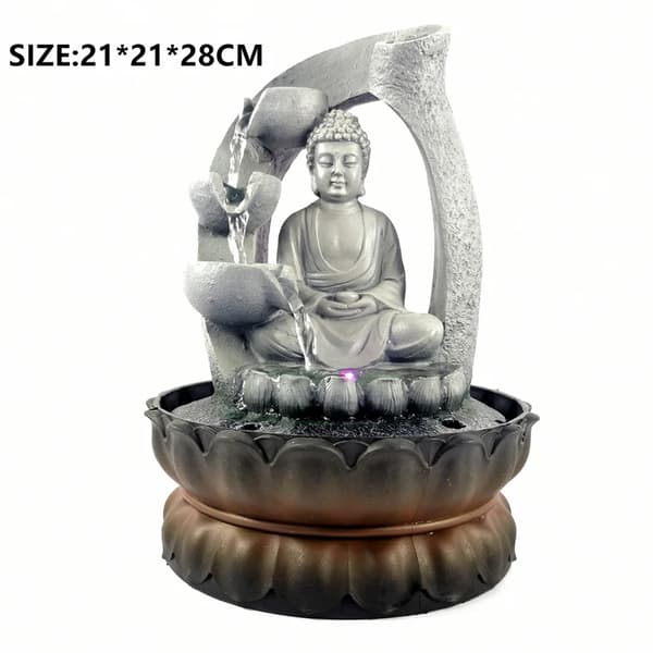 Buddha Vattenfontän, Resinmaterial, LED-ljusegenskap,Grå