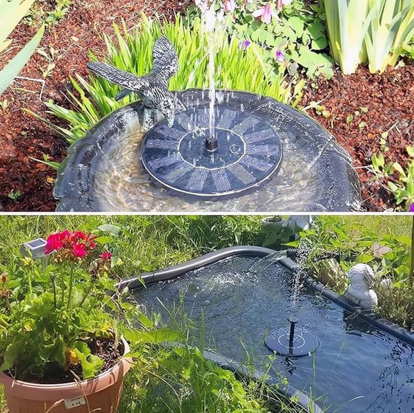 Vand Springvand Solar drevet 16cm Solar Springvand Vand Springvand Udendørs Sort