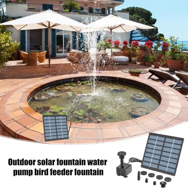 Vattenfontän med solceller och 6 sprinklerhuvuden Munstycken-Sol Fontänpump