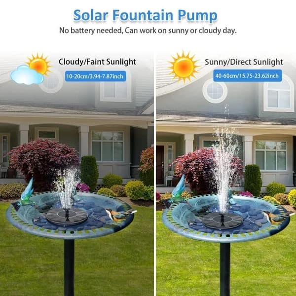OBOSOE Solar Springvandspumpe 13 cm, Flydende Vandpumpe 210 L/t, Vandtæt til Fuglebad og Pool