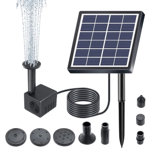 Solenergi Vattenfontän Pump, 160L/h Flödeshastighet, 50cm Maximal Spruthöjd,svart