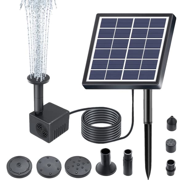 Solenergi Vattenfontän Pump, 160L/h Flödeshastighet, 50cm Maximal Spruthöjd,svart