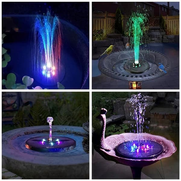 OBOSOE Solar Springvand 23 cm med LED – Vandfontæne/Soldrevet Udendørs Sort