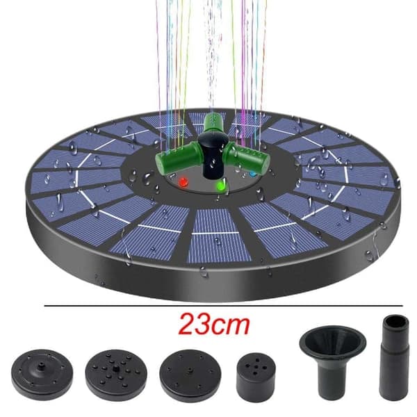 OBOSOE Solar Springvand 23 cm med LED – Vandfontæne/Soldrevet Udendørs Sort