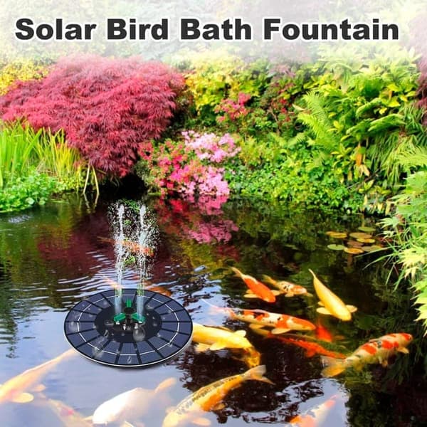 OBOSOE Solar Springvand 23 cm med LED – Vandfontæne/Soldrevet Udendørs Sort