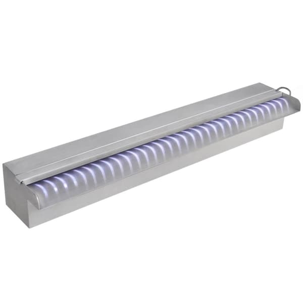 vidaXL Rektangulær vandfaldsfontæne med LED-lys rustfrit stål 60 cm