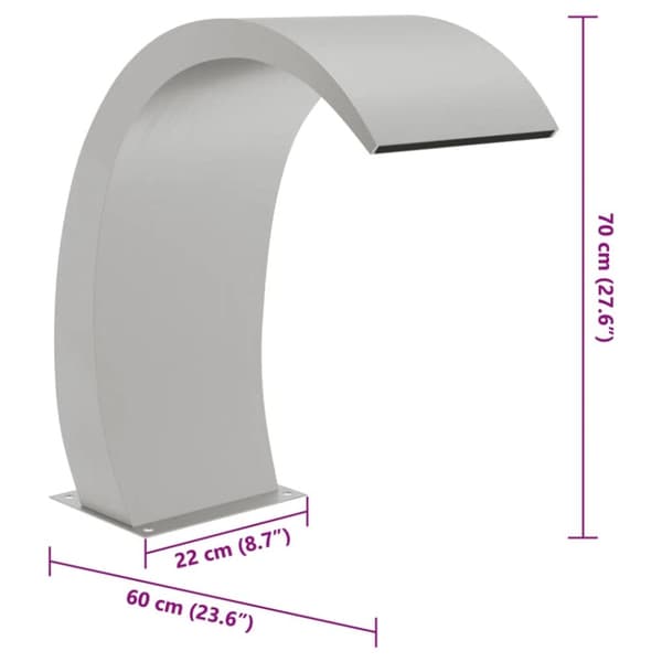 vidaXL Poolfontän med LED 22x60x70 cm rostfritt stål 304