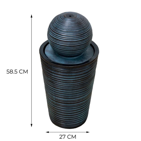 Vattensten av Resin för Trädgård Dekoration Fontän Patio Grå Sfär Fristående Rund Vattenpump Solcell Modern Vattenfall Steneffekt 6 Timmars Batteri