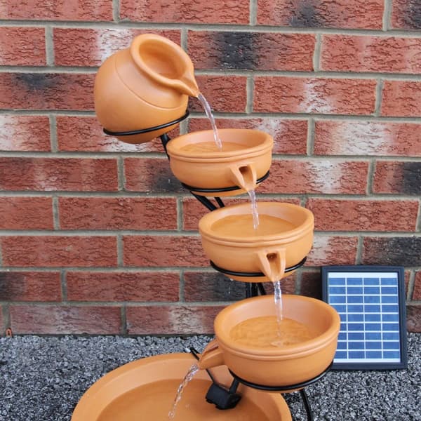 Springvandskåle med Solcelle - Terracotta | Have Dekoration