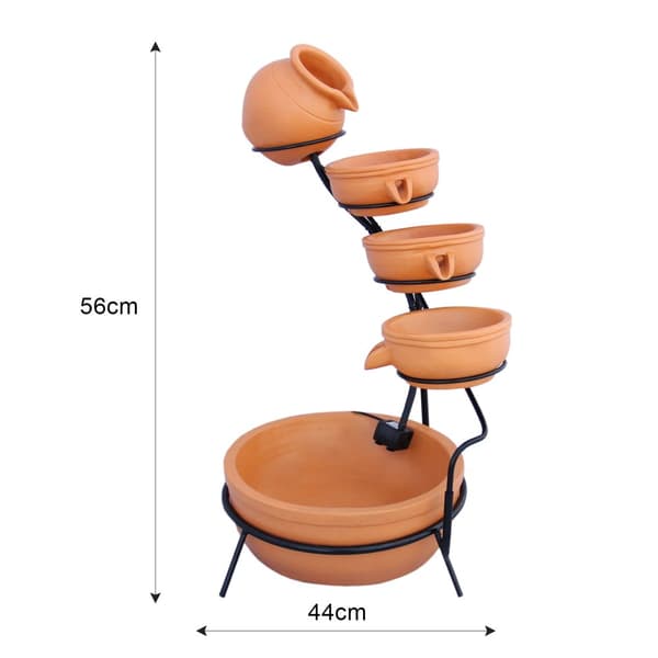 Springvandskåle med Solcelle - Terracotta | Have Dekoration
