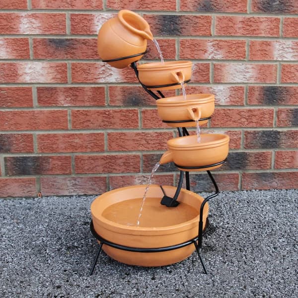 Springvandskåle med Solcelle - Terracotta | Have Dekoration
