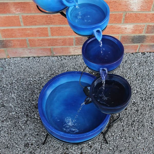 Blue 4 Tier Spilling Bowls Water Feature | Decorative Fountain