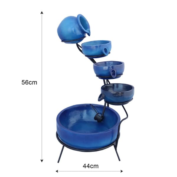Blue 4 Tier Spilling Bowls Water Feature | Decorative Fountain