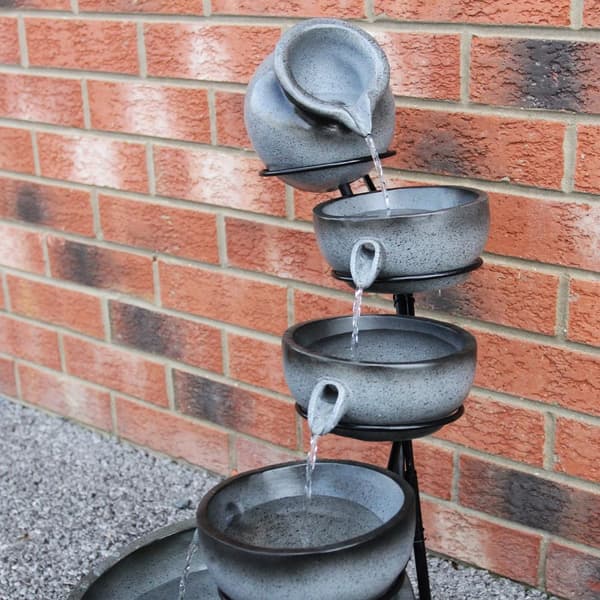 Grey 4 Tier Spilling Bowls Water Feature | Decorative Fountain