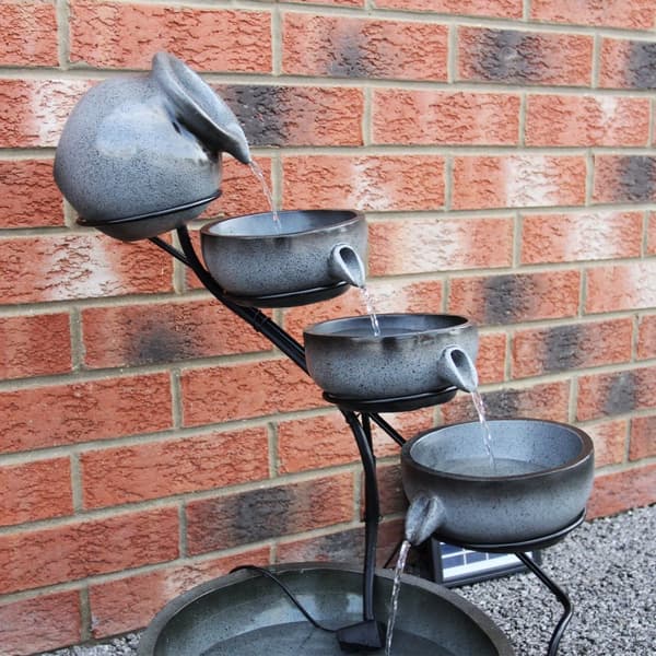 Grey 4 Tier Spilling Bowls Water Feature | Decorative Fountain