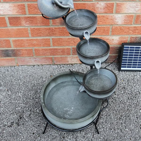 Grey 4 Tier Spilling Bowls Water Feature | Decorative Fountain