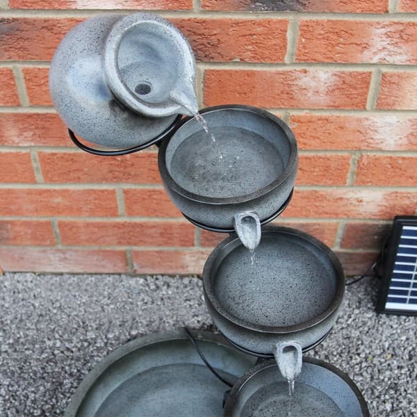 Grey 4 Tier Spilling Bowls Water Feature | Decorative Fountain