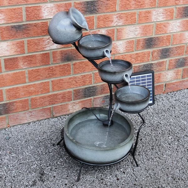 Grey 4 Tier Spilling Bowls Water Feature | Decorative Fountain