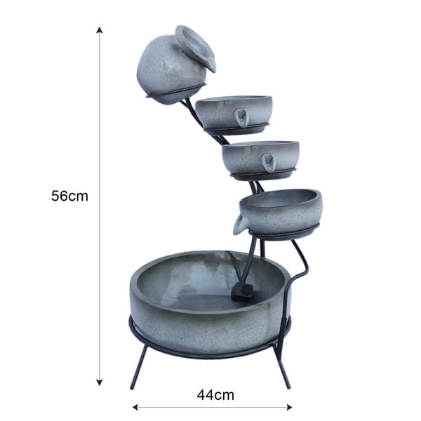 Grey 4 Tier Spilling Bowls Water Feature | Decorative Fountain