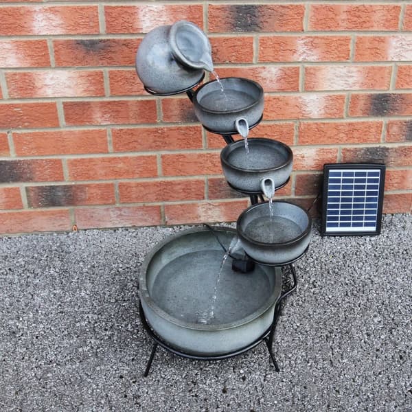 Grey 4 Tier Spilling Bowls Water Feature | Decorative Fountain