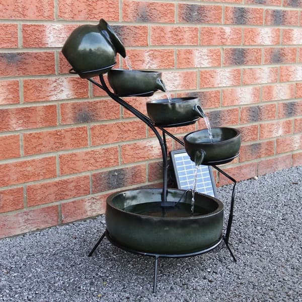 Green 4 Tier Spilling Bowls Water Feature | Decorative Fountain