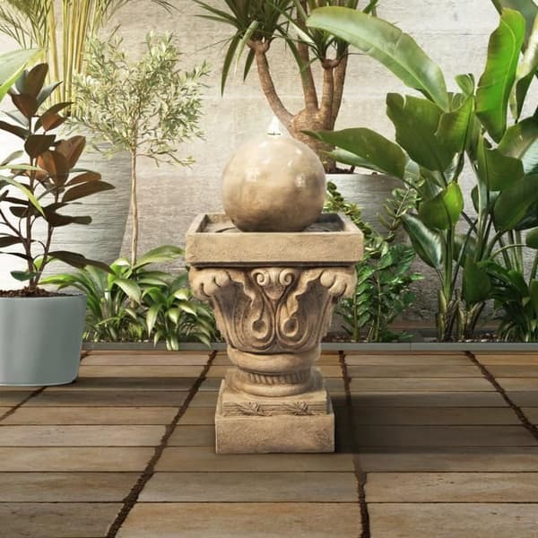 Utomhus Waterfall Garden Fountain LED-ljus och pump, Teamson Home