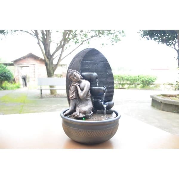 Grace inomhusfontän - Zen'Light - Avtagbar Buddha - LED-belysning - Brun
