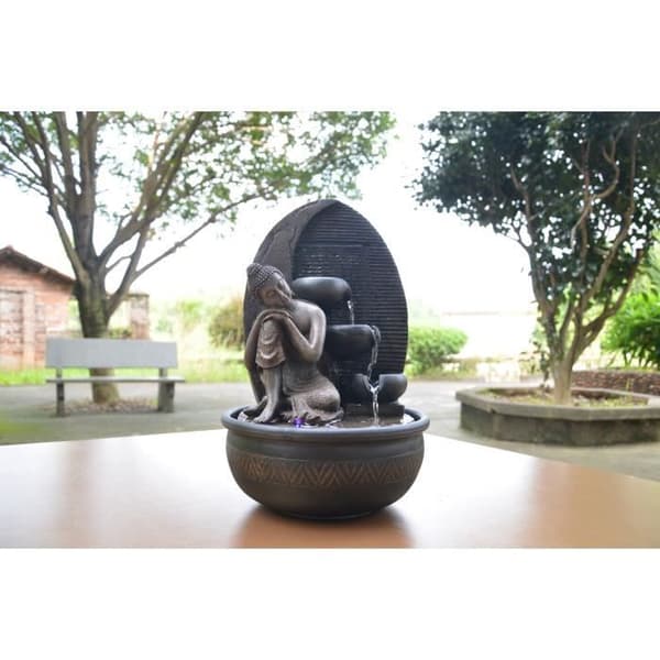 Grace inomhusfontän - Zen'Light - Avtagbar Buddha - LED-belysning - Brun