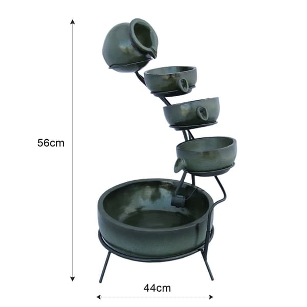 Green 4 Tier Spilling Bowls Water Feature | Decorative Fountain