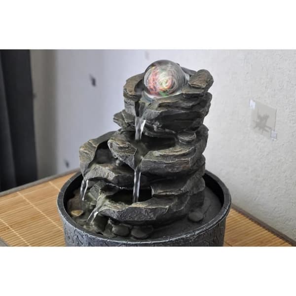 Little Rock inomhusfontän - Zen'Light - SCFR138 - Brun - Lugnande Zen-dekoration - LED-belysning