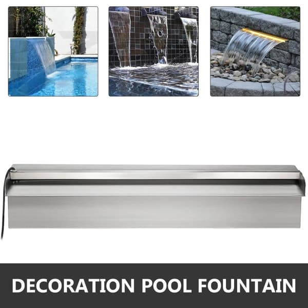 45x 11,5 x 8cm dekorativ rektangulär poolfontän med färgskiftande LED-remsljus/fjärrkontroll, konstant vattenflöde, lätt att installera